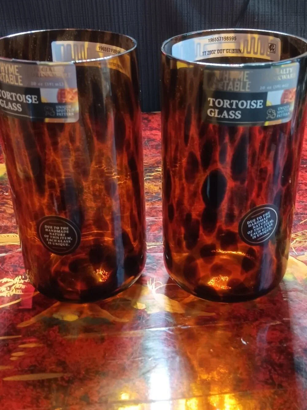 Set 2 Thyme & Table Tortoise Specialty glassware Glasses UNIQUE! NEW!